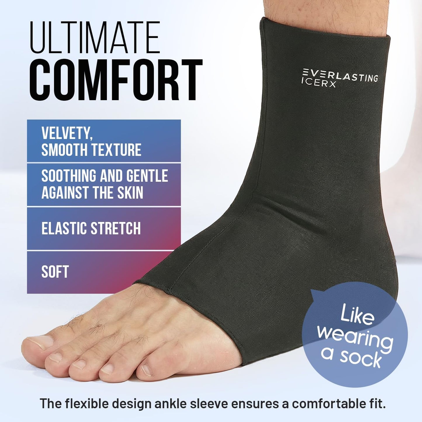 Ankle Compression Sleeve for Achilles Tendonitis Relief, Ankle Ice Pack Wrap, Foot Brace Sprained Ankle Support for Women and Men, Freeze Cold Packs for Plantar Fasciitis