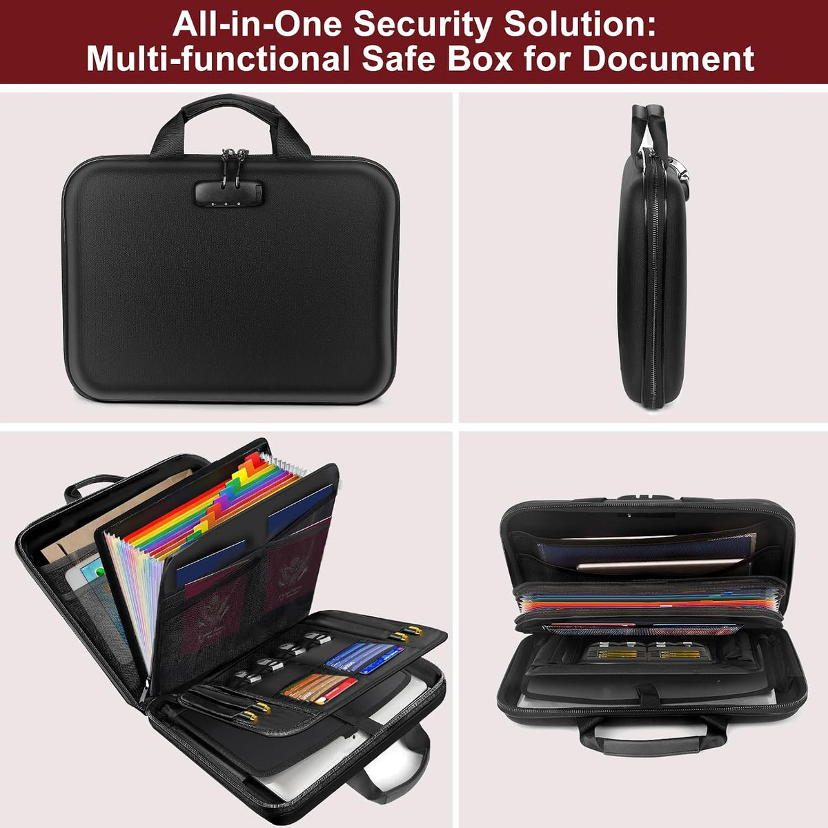 Fireproof Document Organizer Box with Lock for Important Documents