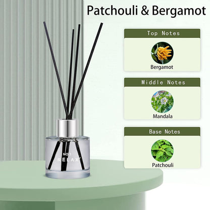 3 Pack Fragrance Reed Diffuser, 50ML Lavender Jasmine Lemongrass Aromatherapy Diffuser Set with 12 Black Fiber Sticks,Air Freshener for Bedroom Bathroom Office, 8.2X 6.6X 2.1 inch
