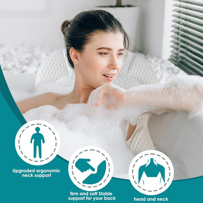 Bath Pillow for Tub,Luxury Bath Pillow for Back,Bathtub Pillow | Bathtub Pillow is Made of Soft 5D Mesh Fabric, Anti Slip Suction Cups, Spa Gifts, Neck And Back Support (Regular Version)