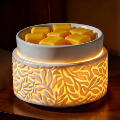 Wax Melt Warmer 3-in-1 Electric, Ceramic Wax Burner for Scented Wax & Essential Oil – Fast Heating, Flame-Free Aromatherapy for Home Office, White