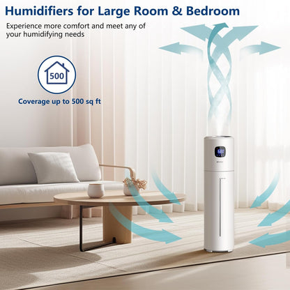 Akeshan Large Humidifiers for Bedroom, 9L/2.5Gal Ultrasonic Cool Mist Humidifier, Top Fill Easy Clean with 350ML/H Large Mist Speed, Quiet, Suitable for Kids Room Plant Yoga Office Study Room Living