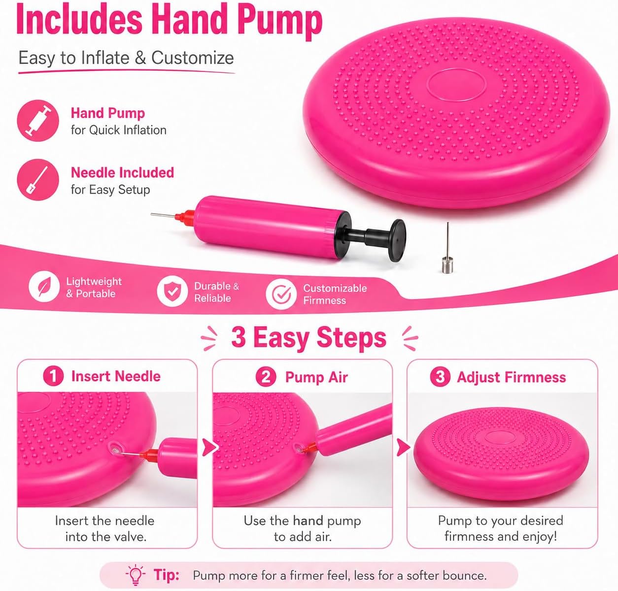 Hanstuten Wobble Seat Cushion & Core Balance Disc - Rubber Wiggle Seat for Active Sitting, Office Desk Chair, and Core Strength Training