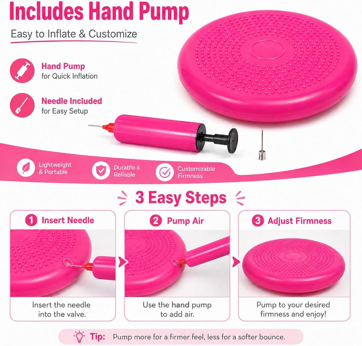 Hanstuten Wobble Seat Cushion Balance Disc - Rubber Wiggle Seat for Active Sitting, Office Desk Chair, and Core Strength Training