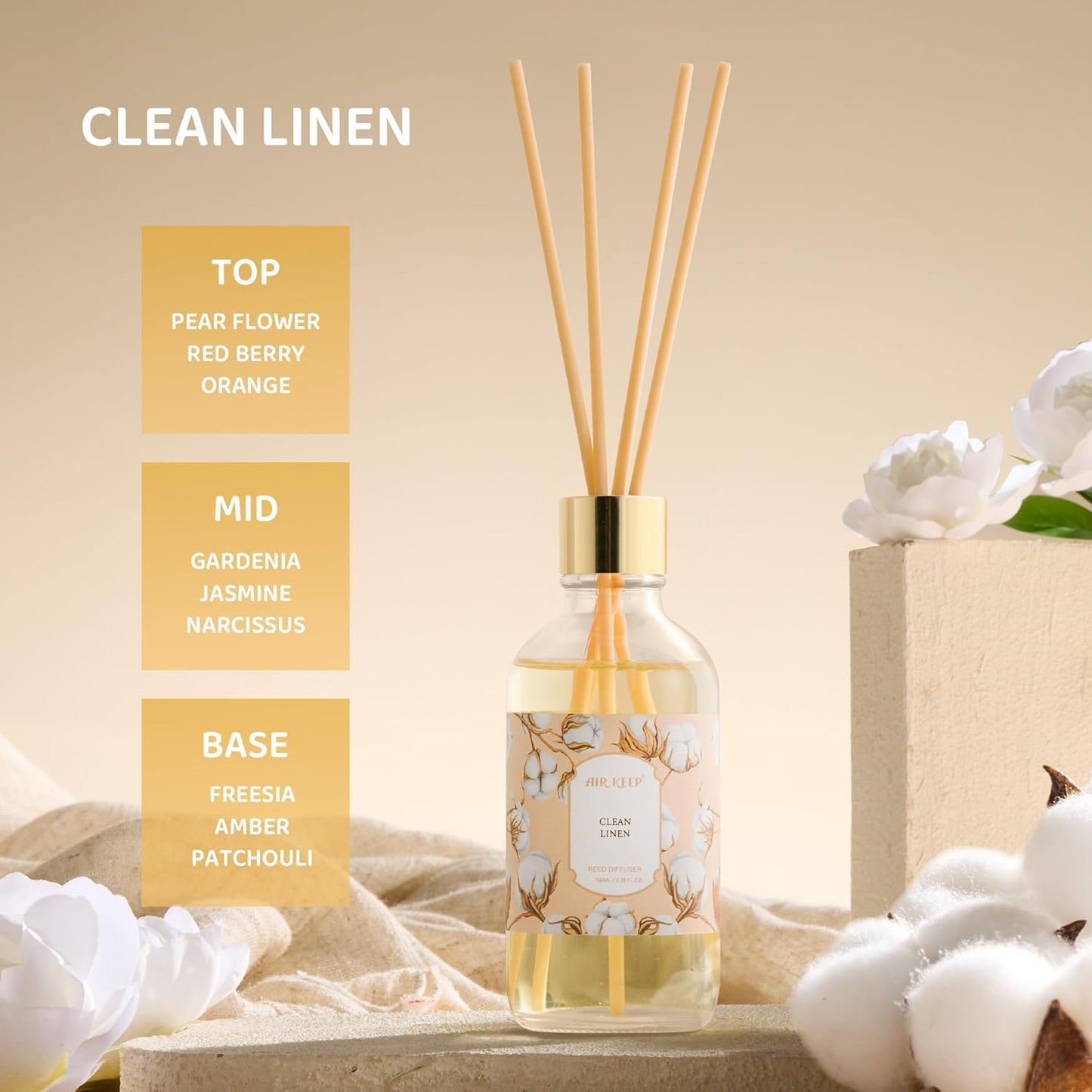 Airkeep Reed Diffuser Oil Set with Reed Sticks,Citrus Aromatherapy Oil Scent Diffuser for Home Office Bathroom Decoration Perfume and Gifts 3.38oz/100ml