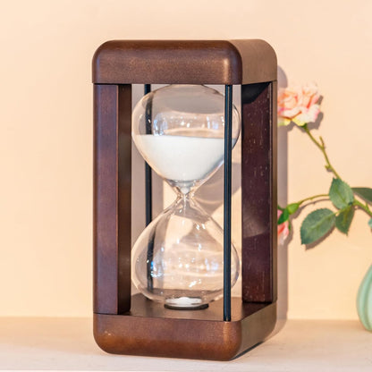 Large Premium Walnut Hourglass,60 Minutes Sand Timers,Hour Glass with Sand Timer for Gift,Hourglass Decor for Home, Desk,Office, Wedding Decor(Black)