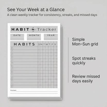 A5 Weekly Habit Tracker Inserts - Motivation & Rewards Pages for Weekly Goals and Consistency, Double-Sided 6-Hole Refill for A5 Binders, 50 Sheets, 100 Pages