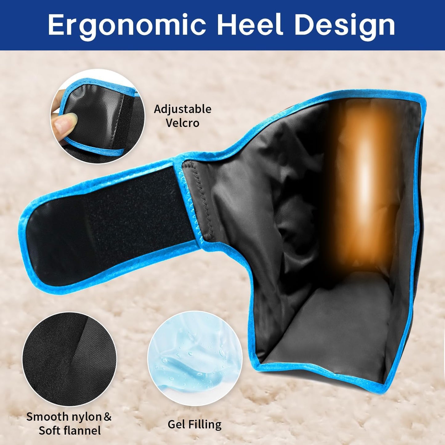 Ankle Ice Pack Wrap for Heel Swelling Pain Relief Reusable Gel Hot Cold Compress for Achilles Tendonitis Plantar Fasciitis, Post-Surgery, Sports Injury(1pcs,Blue)