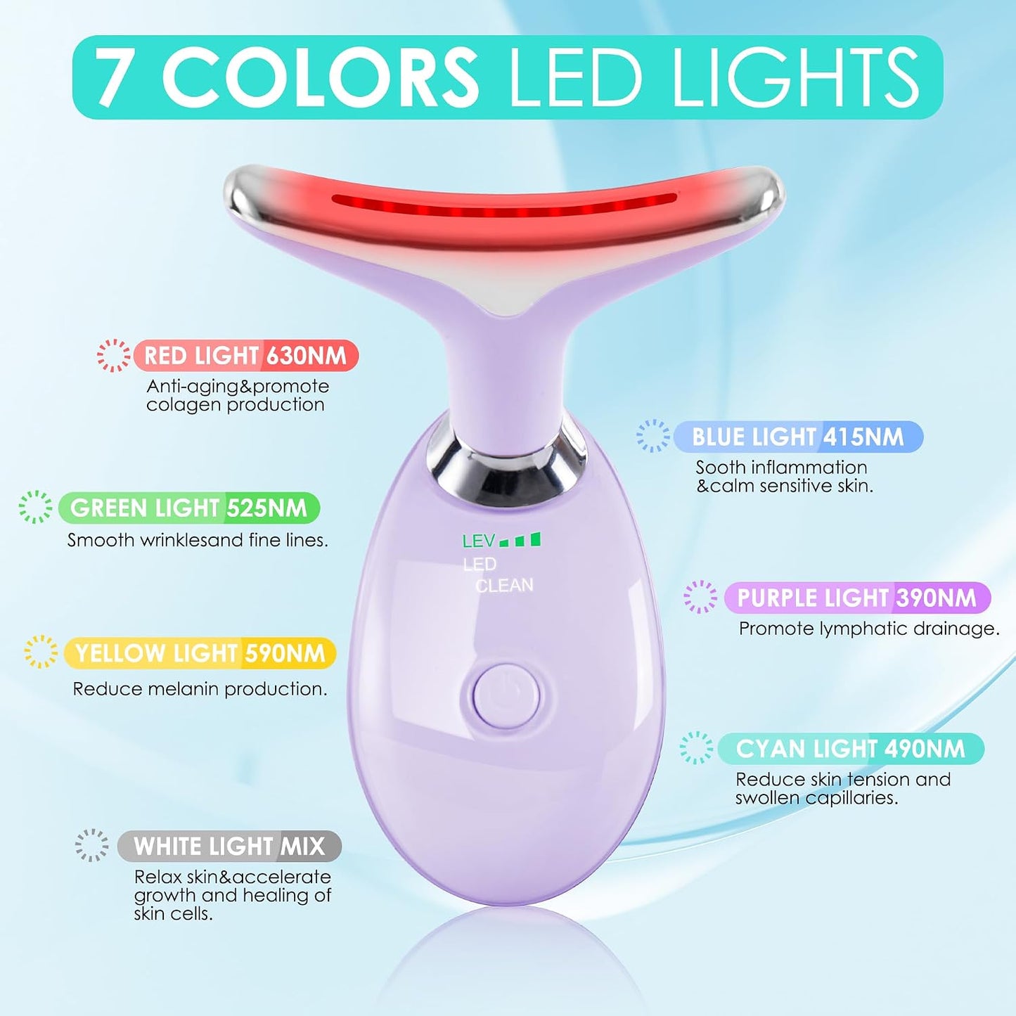 Facial Massager Face and Neck, Face 𝖲 culpting Wand Tool with 7 Color - Birthday, Christmas, Mothers Day, Valentines Day Gifts for Her Women Mom Best Friend Wife Teacher (White)