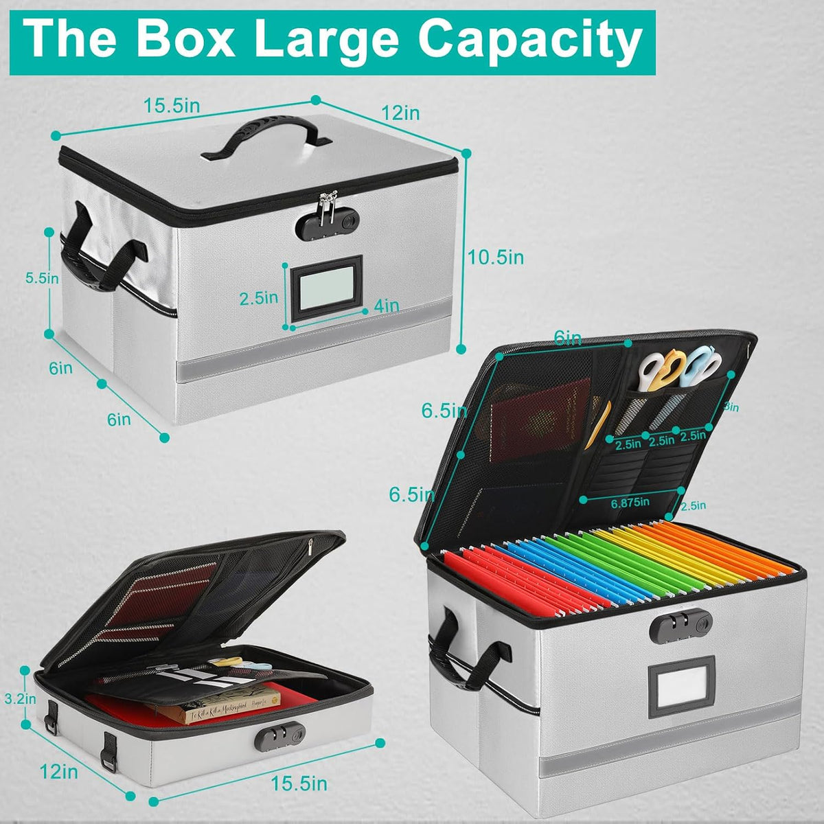 EXLIFBAG Fireproof File Organizer with Lock, 1 Layer
