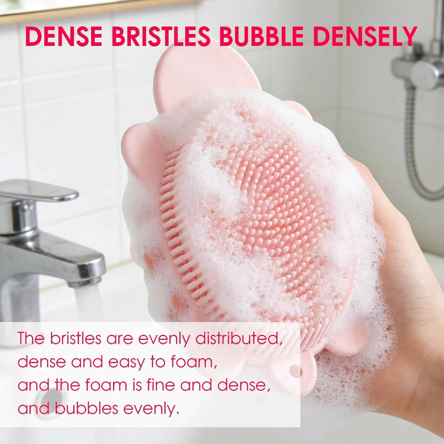 Baby Shower Brush,Kids Silicone Body and Back Exfoliating Mitt - Soft Bristles, Gentle Exfoliation, Cute Turtle Design Makes Children Love Bathing(Mint)