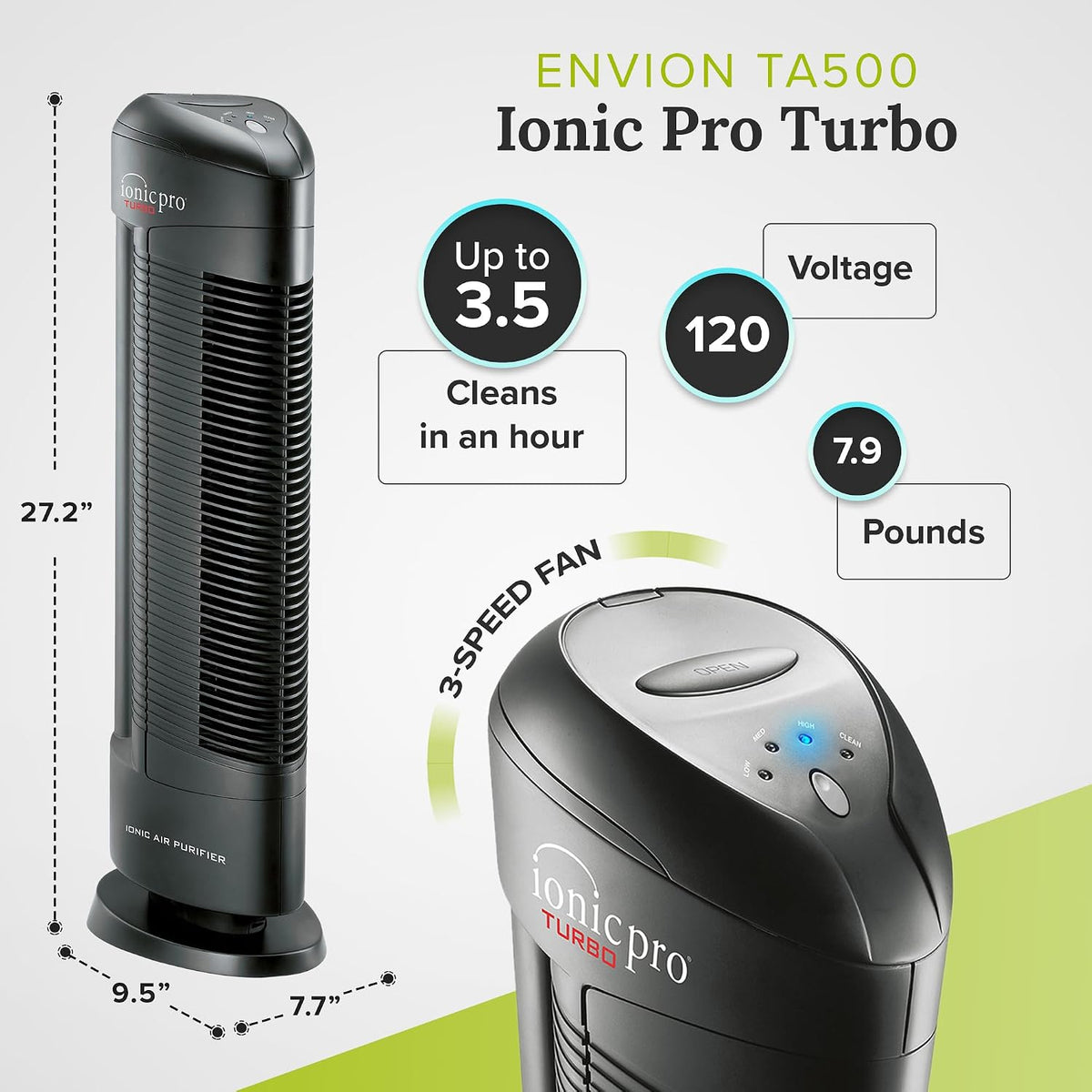 Ionic Pro Compact Filterless Air Purifier for Home, Cleans Up to 300 sq.ft