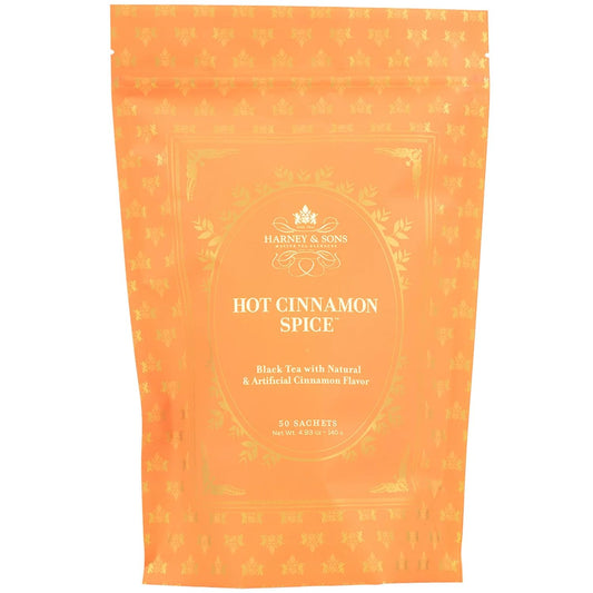 Harney & Sons Hot Cinnamon Spice Black Tea Sachets, 50 Count