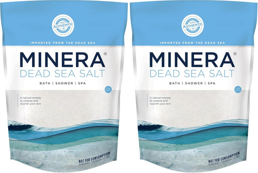 Minera Fine Grain Dead Sea Salt for Bath & Soaking – 2 lbs, Fast-Dissolving, 100% Pure & Natural, Unscented, Skin-Nourishing Sea Salt