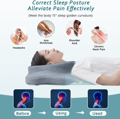 CHxxy Cervical Neck Pillow for Pain Relief Sleeping, Memory Foam Pillows