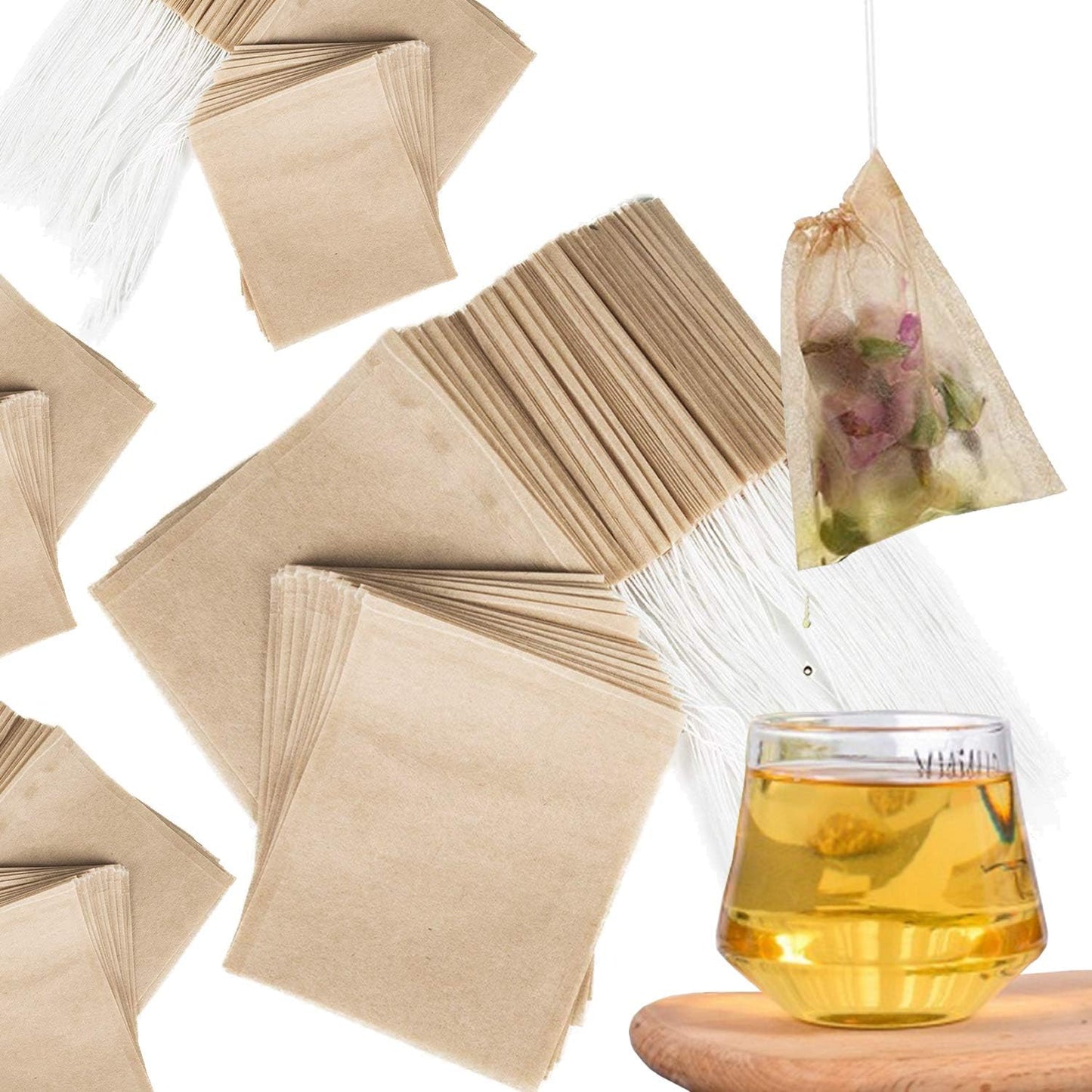 NEPAK 600 Pcs Disposable Tea Bags with Drawstring,Tea Filter Bags,Empty Tea Bags for Loose Leaf Tea(2.36 x 3.15 inch)