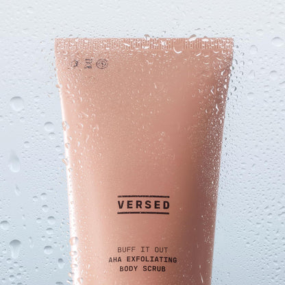 Versed Buff It Out AHA Exfoliating Body Scrub and Mask - Lactic Acid & Glycolic Acid Exfoliant - Microfine Pumice Body Exfoliator to Polish and Smooth Bumpy, Dry Skin - Vegan & Cruelty-Free (8 oz)