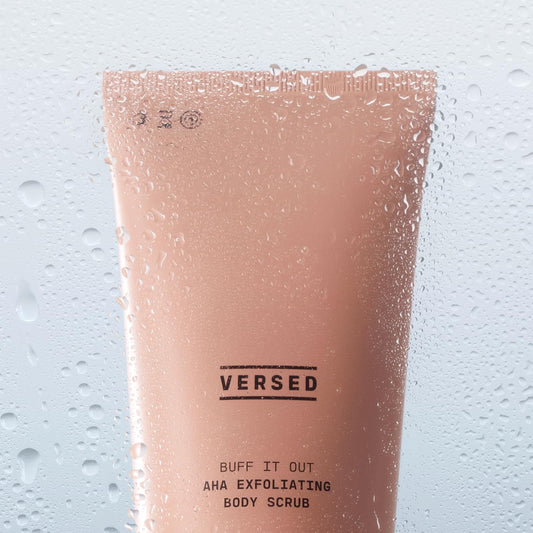 Versed Buff It Out AHA Exfoliating Body Scrub and Mask - Lactic Acid & Glycolic Acid Exfoliant - Microfine Pumice Body Exfoliator to Polish and Smooth Bumpy, Dry Skin - Vegan & Cruelty-Free (8 oz)