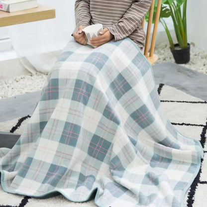 forestfish Fleece Wearable Blanket, Plaid Lap Blanket Comfy Poncho Throw with Buttons for Bed Sofa Office, Grey-White
