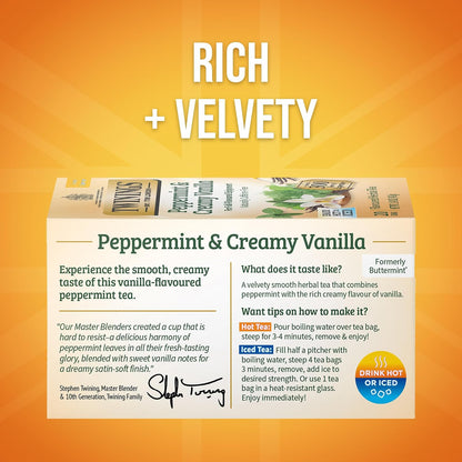 Twinings Peppermint & Creamy Vanilla Herbal Tea Bags, 120 CT Box (1 Pack)