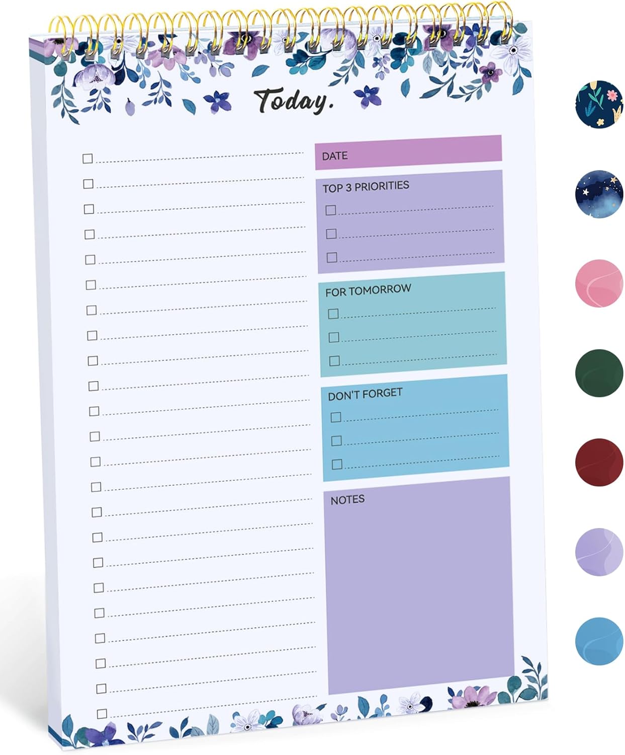 Taja To Do List Notepad - To Do List Notebook for Work with 52 Sheets, 9.8" x 6.5", Undated Daily Planner Perfect for Daily Tasks and Goal Setting, Notepad Suitable for Office, Home & School - Violet Dream