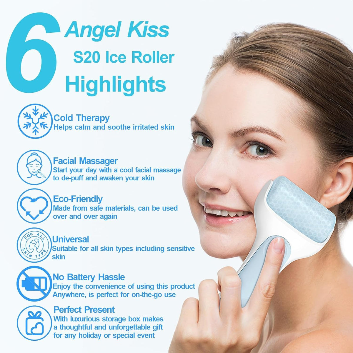 Angel Kiss Ice Roller for Face Eye - Women Gift Idea - Facial Massage Tool