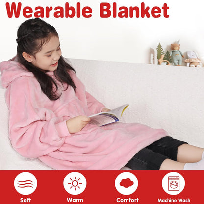 Waitu Wearable Blanket Sweatshirt Gifts for Women and Men, Warm and Cozy Giant Blanket Hoodie, Thick Flannel Blanket with Sleeves and Giant Pocket - Dark Gray