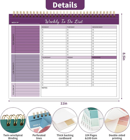 104 Pgs To Do List Notepad, 52 Undated Sheets Duplex-printed