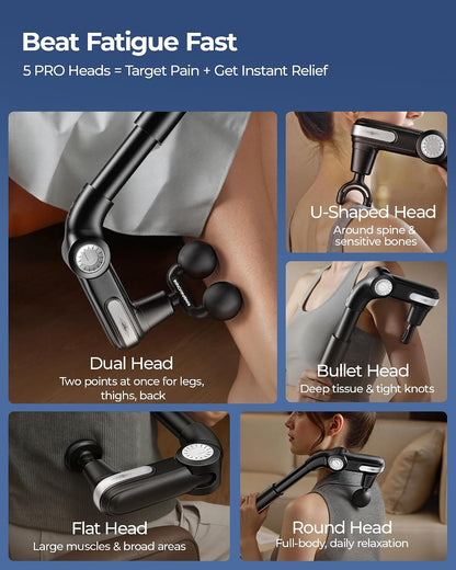 KingPavonini Foldable Massage Gun Deep Tissue, Grey, Model JA-G7