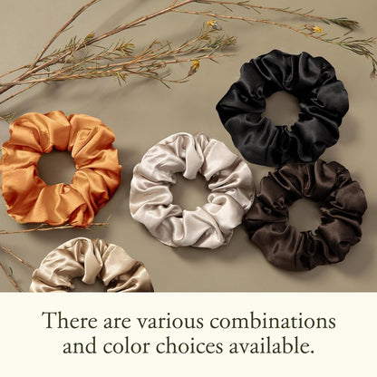 LILYSILK Silk Hair Scrunchies / Ties for Frizz & Breakage Prevention, 100% Mulberry, No Damage, Elastic ponytail Holders, 1Pc, Coffee - Colors A