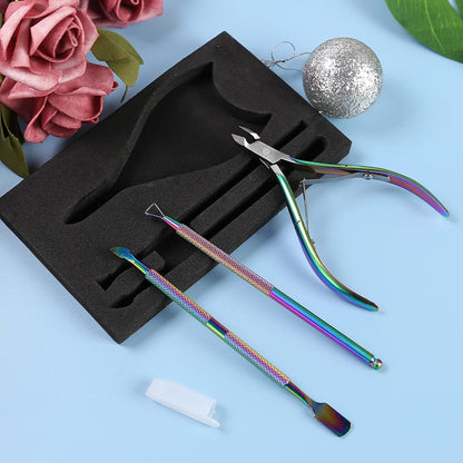 YINYIN Cuticle Trimmer with Cuticle Pusher and Cutter, Professional Stainless Steel Nippers, Cutter Clippers, Cuticle Remover, Pedicure Manicure Tools for Fingernails and Toenails, Sliver