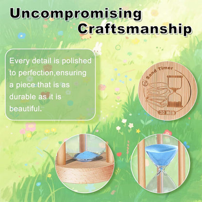 2 Minute Wooden Sand Timer,2 Min Hourglass, Small Sand Watch, Reloj De Arena, Hour Glass Sandglass for Home, Office, Decorative, Game, Classroom