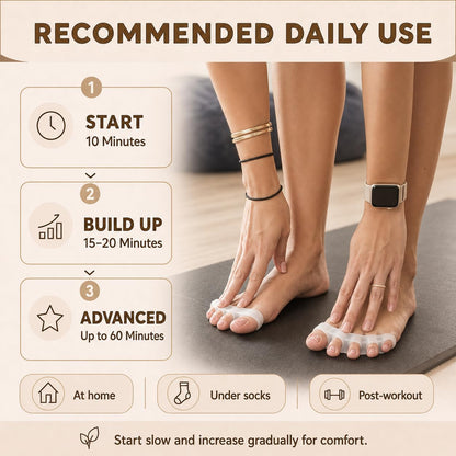 Awesome Toes Spacers & Separators, Fast Pain Relief from Hammertoe & Bunions, Two Pairs in Stylish Wooden Box, Latex-Free Rubber Toe Stretchers Used for Walking, Running & Yoga Practice