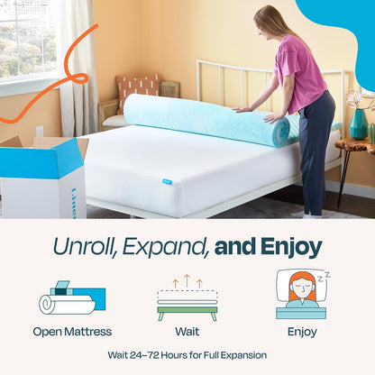 Linenspa Memory Foam Mattress Topper, Queen Size - 2 Inch Gel Infused Memory Foam - Plush Feel - Cooling and Pressure Relieving - CertiPUR Certified