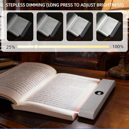 Rechargeable Flat Book Light with 3 Colors & Timer, Dimmable Book Page Light for Reading in Bed at Night, Portable Reading Light, Great for Adults and Book Lovers (White)