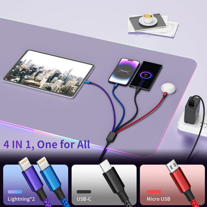 4 in 1 Multi Charging Cable, 5FT Charging Cords for Multiple Devices