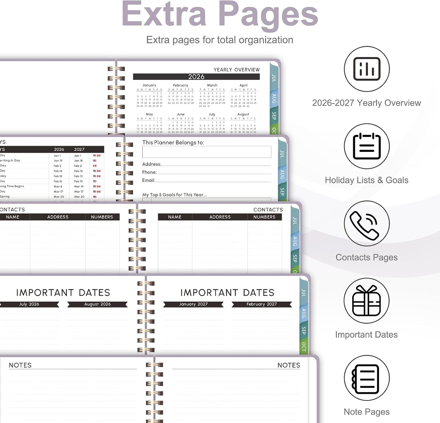 Planner 2026-2027, Weekly and Monthly Calendar Planner, JUL 2026 - JUN 2027 | A5(6.3'' x 8.5''), Hardcover, Agenda Book, Sprial Bound, Inner Pocket, Office and School Use