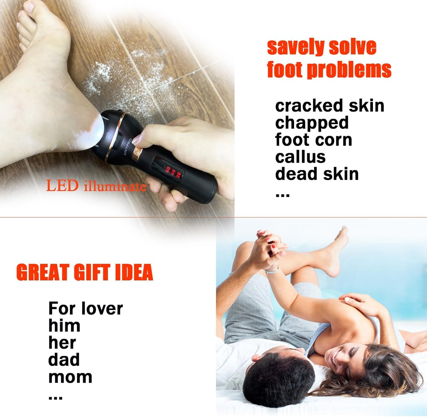 Electric Foot Callus Remover- Long Service Time, Rechargeable Electronic Foot File- Ideal Gift, Professional Pedicure Tools, Waterproof Foot Scrubber, Pedicure Kit Feet Care for Dead Skin (Black)