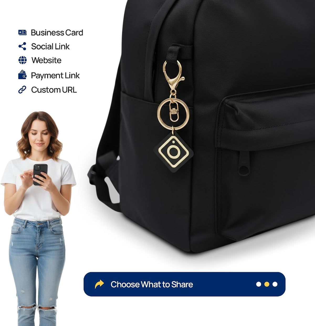 VTAG.ID NFC Digital Business Card Keychain - Tap to Share Contact & Social