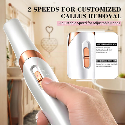 Foot Callus Remover, Electric Callus Remover for Feet with Dual Roller Heads, 2 Speeds & LED Light, 3× Faster Than Manual, 90-Min Runtime, Pedicure Tools for Feet, Foot File for Home Use