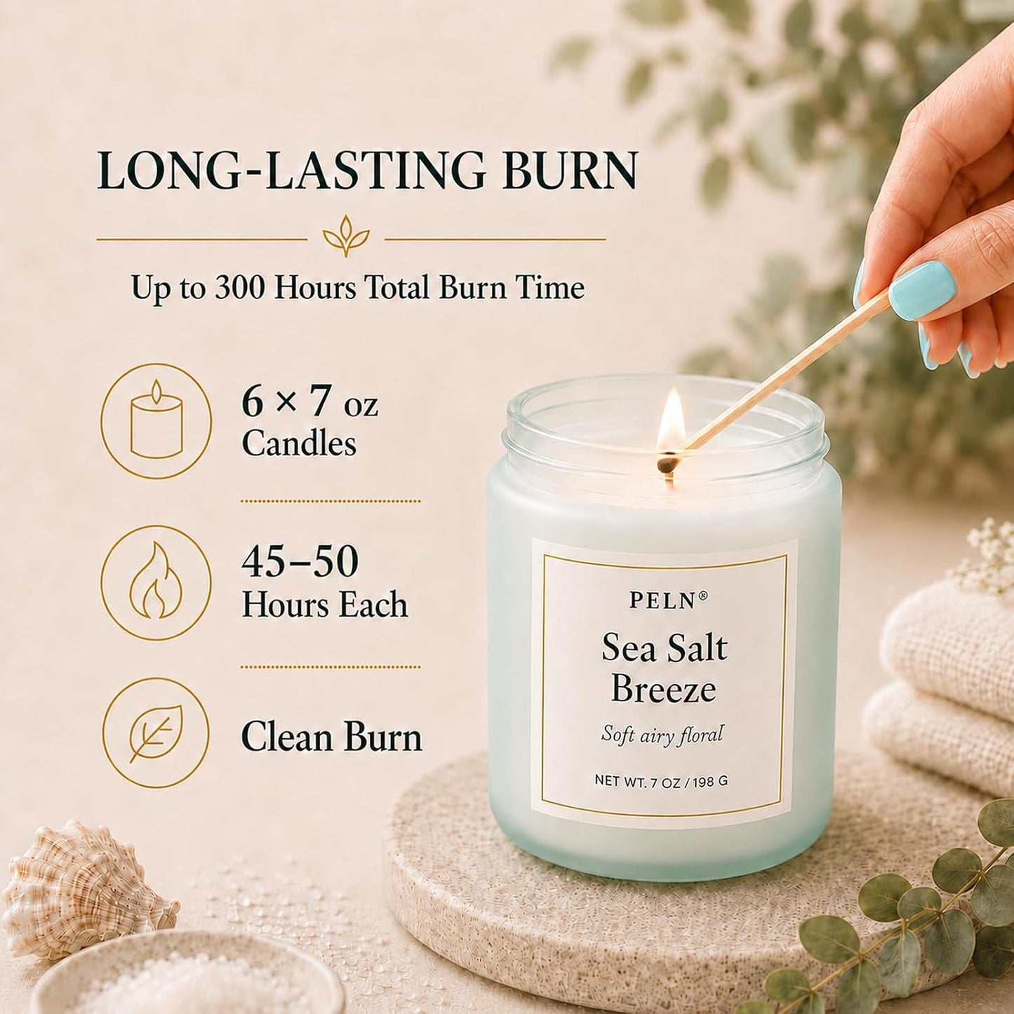Scented Candles Gift Set, Long Lasting 6 Pack Aromatherapy Candles for Home, 42 oz 300 Hour Burn, Lavender Jasmine Vanilla Sage Sandalwood Rose Eucalyptus Mint, Gifts for Women