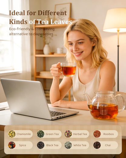 House Again Large Tea Infusers, Extra Fine Mesh Tea Strainers for Loose Tea, Slim Threaded Lid & 304 Stainless Steel, Filter Bags Diffusers, Loose Leaf Tea Steeper for Brew Tea Spices & Seasonings