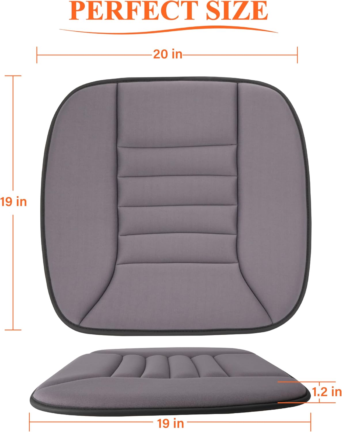 kingphenix Car Seat Cushion with 1.2inch Comfort Memory Foam, Seat Cushion for Car and Office Chair (Black)