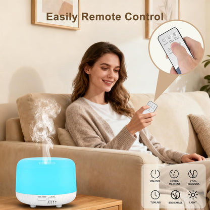300ML Essential Oil Diffuser, Remote Control Ultrasonic Aromatherapy Oil Diffusers Cool Mist Humidifier, Waterless Auto-Off and 7 LED Light Colors for Bedroom, Yoga, SPA, Baby