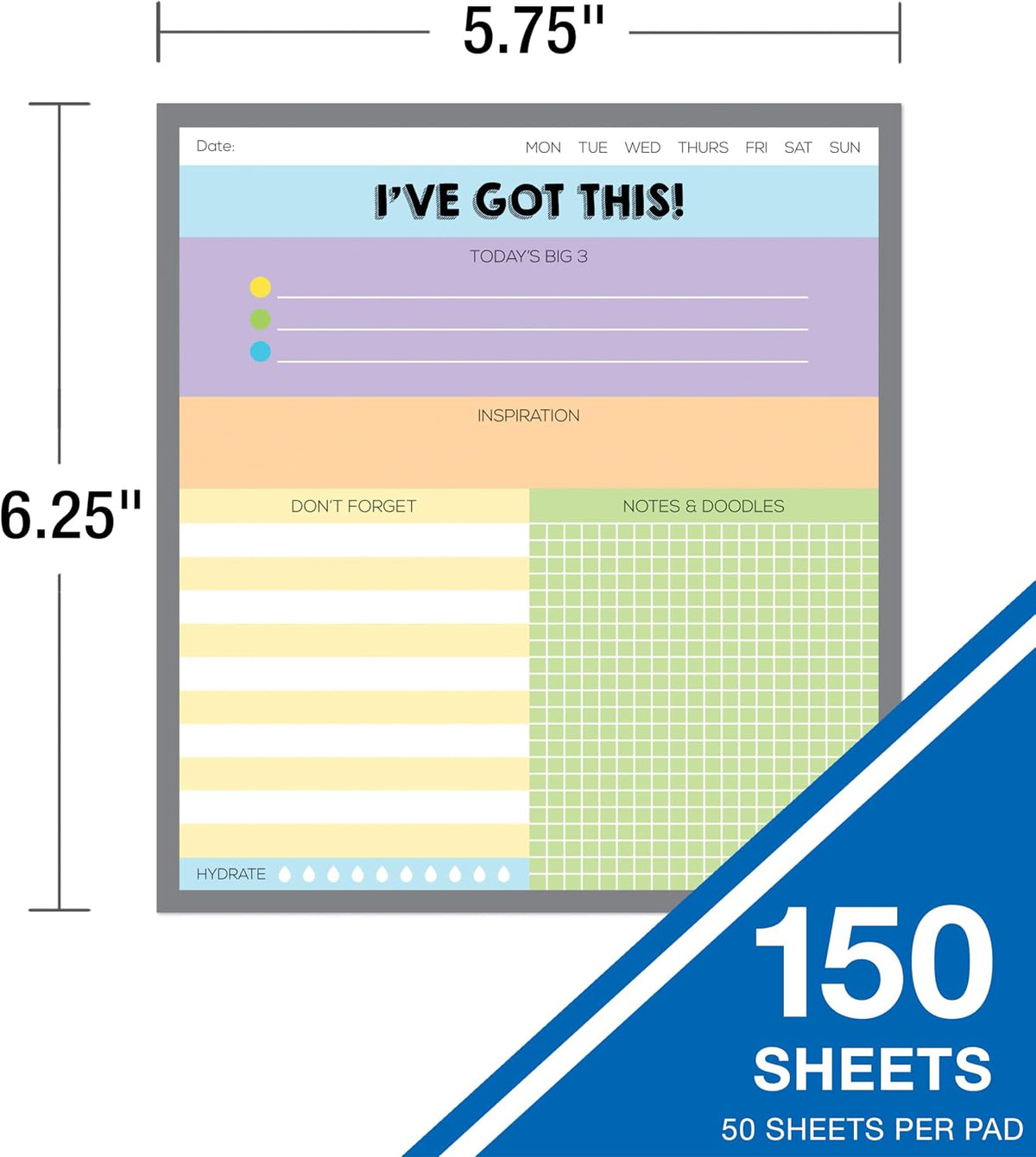 Carson Dellosa Aim High To Do List Notepad―5.75" x 6.25" Paper Stationery, Daily Checklist, Goals, Reminders, Notes, Motivational Organizer (50 sheets)
