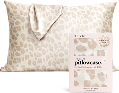 Kitsch Satin Pillowcase with Zipper for Hair & Skin - Softer Than Silk Pillow Cases, Smooth Cooling Satin Pillow Case, Wrinkle-Free, Machine Washable - Pillow Cases Standard Size (19x26) - Blush