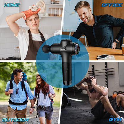 TOLOCO Massage Gun, Back Massager 10 Replacement Head for Pain Relief Deep Tissue, Percussion Massage Guns 7 Speed Level Super Quiet Electric Massager Fathers Day Dad Gifts, Carbon