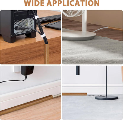 Floor Cord Cover Self Adhesive Cord Hider,10FT Cable Management, Extension Strip Protector for Wires, Prevent Cable Trips for Offices, Gyms, Exhibitions Cavity 0.39"(W) x 0.27"(H) BrownWood