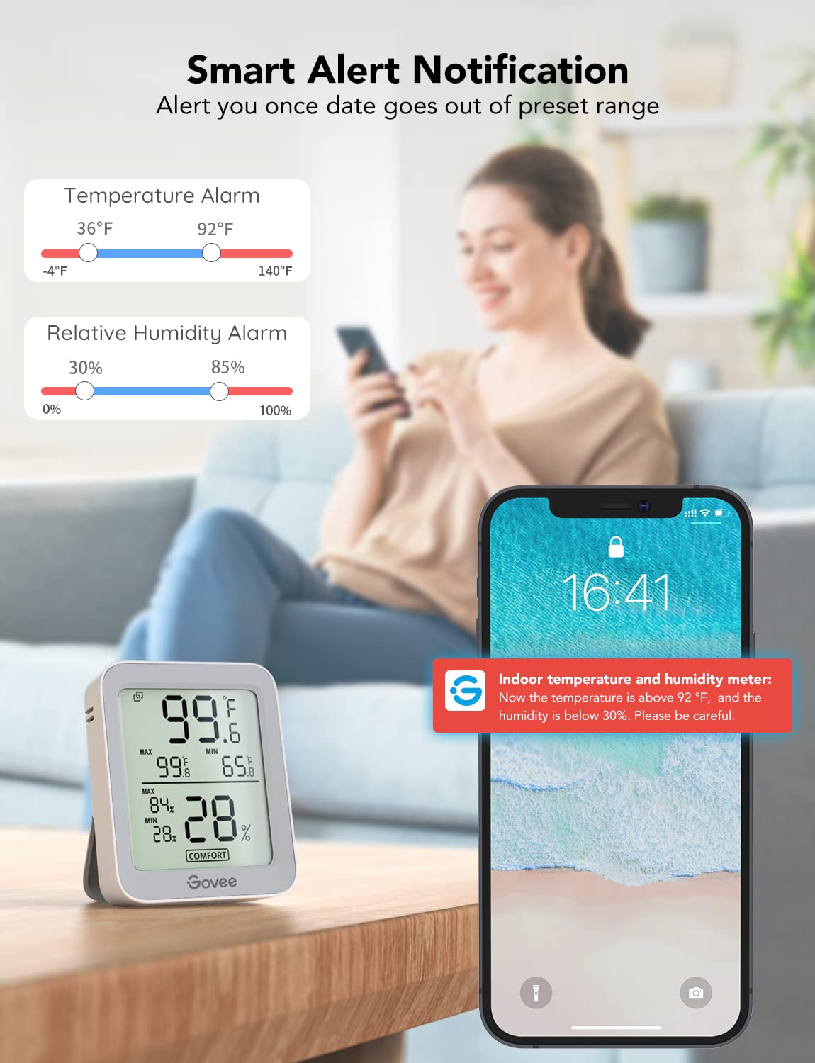 Govee Indoor Hygrometer Thermometer 2Pack H5075 with Bluetooth App Control | Room Temperature Humidity Meter, 164ft Remote Monitor, Smart Alerts, 2 Years Data Storage Export, for Bedroom Wine Cellar