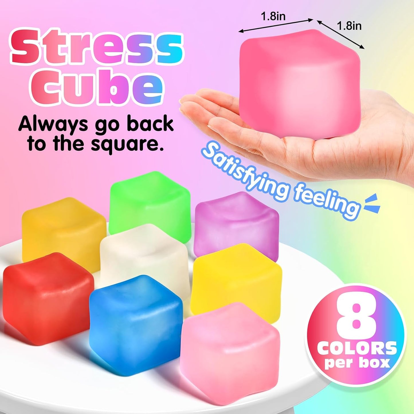 VISCOO 2 Pack Stress Cube, Slow Rising Cube Squishy for Anxiety Relief